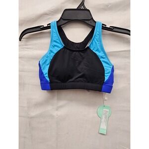 Beautikini Womens Colorblock Bikini Swim Top Blue Nylon Blend Athletic Size XXS